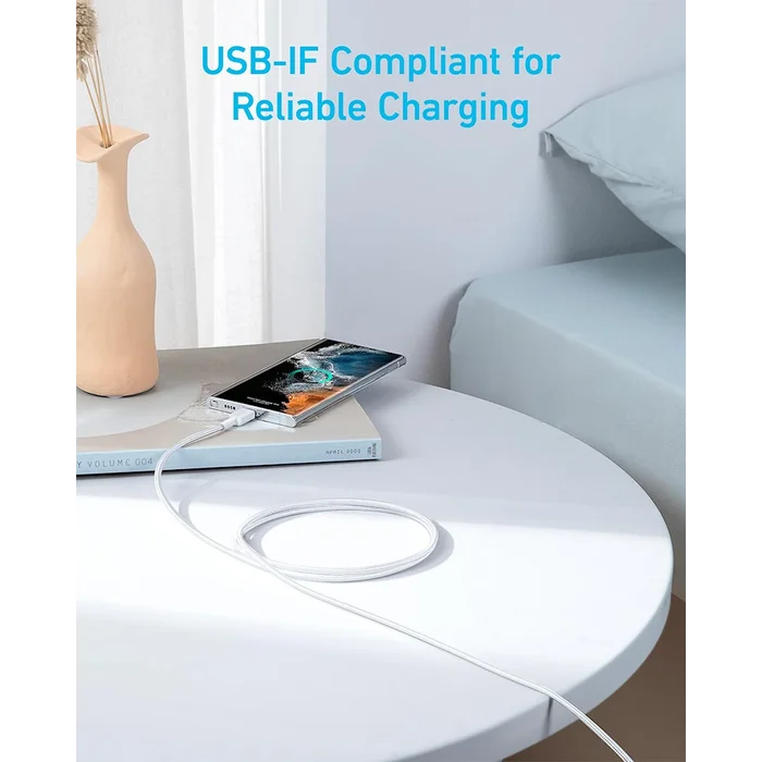 Anker 322 USB-C to USB-C Cable (6ft Braided) White - Image 2