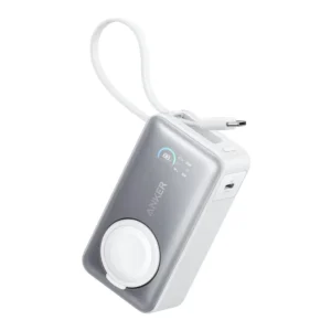 Anker MagGo Power Bank (30W, Built-in USB-C Cable, Made for Apple Watch) White