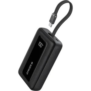 Anker Power Bank (10K, 30W, Built-in USB-C Cable) Black