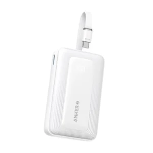 Anker Power Bank (10K, 30W, Built-in USB-C Cable) White