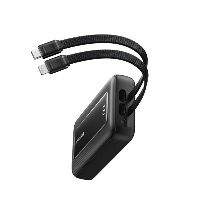 Anker Power Bank (10K, 30W, Built-in USB-C + Lightning Cable) Black - Image 2