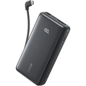 Anker Zolo Power Bank (20K, 22.5W, Built-in USB-C Cable) Black