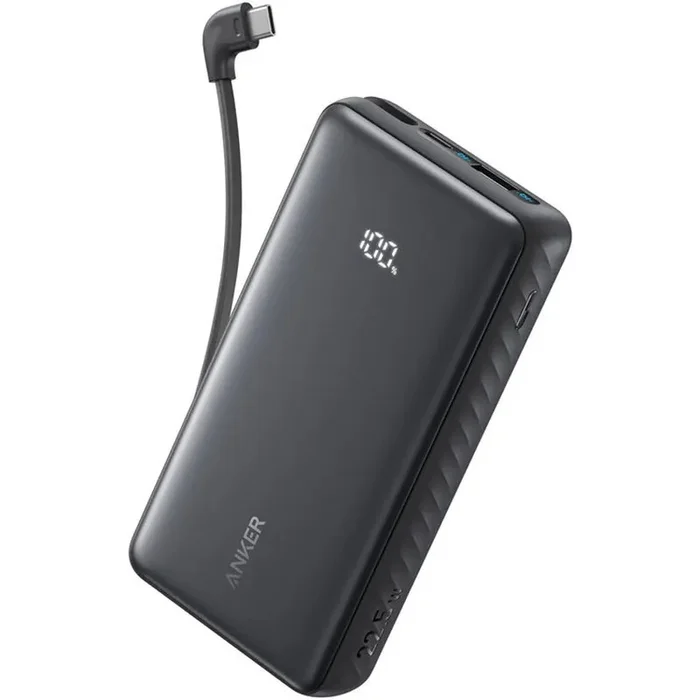 Anker Zolo Power Bank (20K, 22.5W, Built-in USB-C Cable) Black